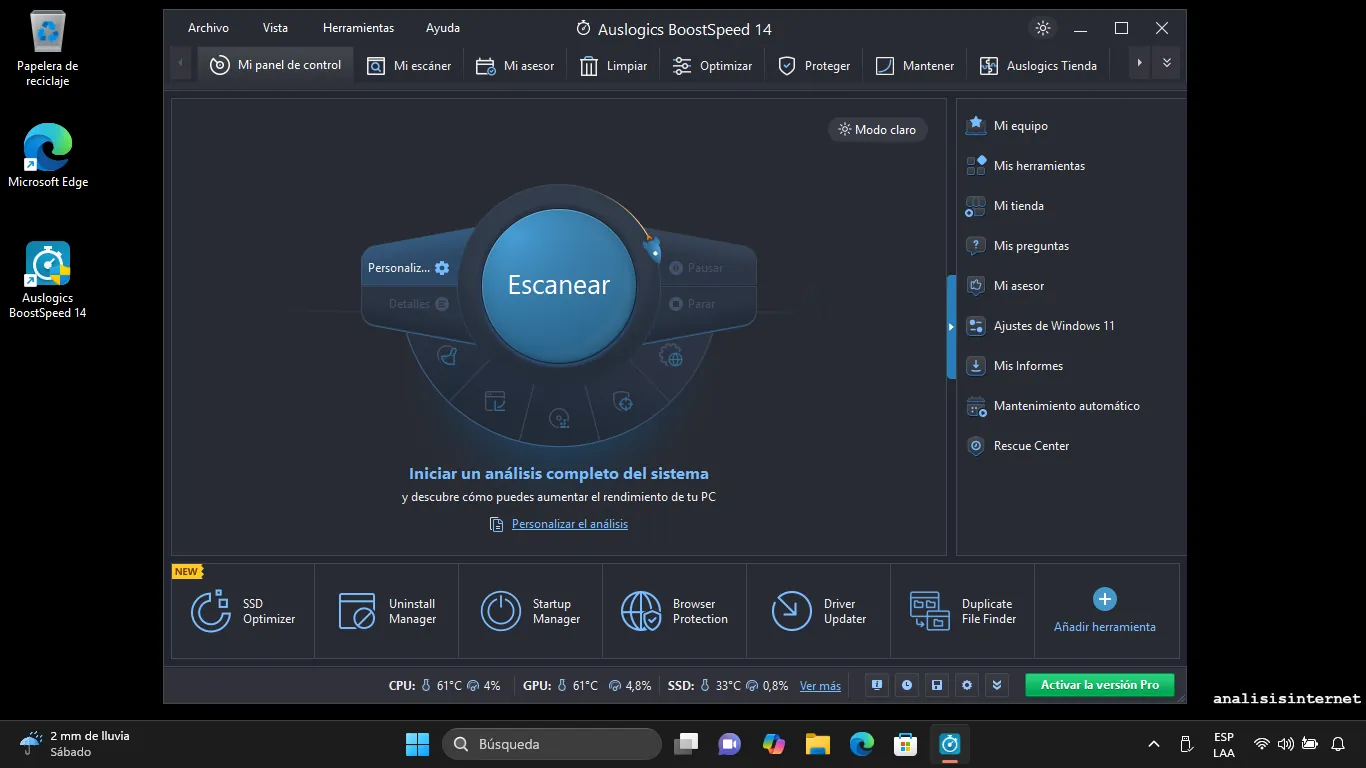 Auslogics BoostSpeed interfaz