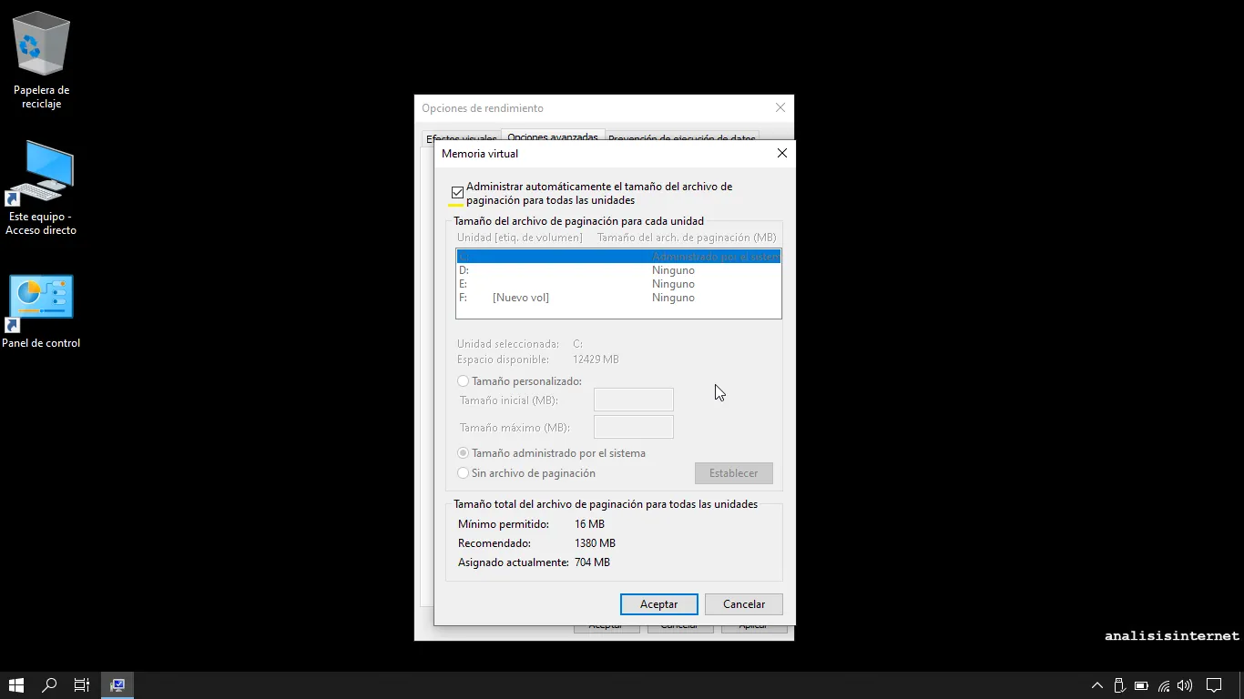 administrar automaticamente el tamano de paginacion