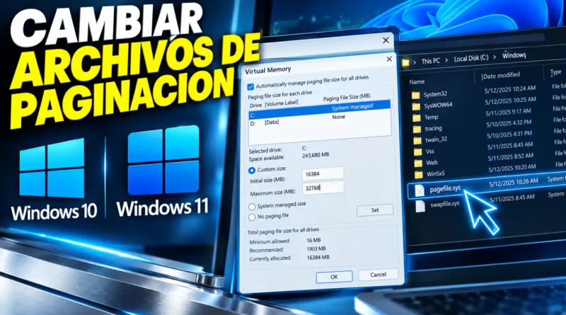 archivo de paginación en Windows memoria virtual